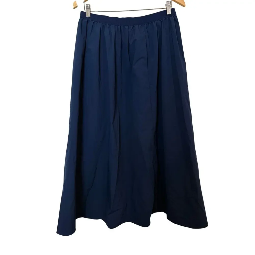 Uniqlo Navy Long Midi Full Stretchy Waist Skirt Large Retro Minimalistic Work